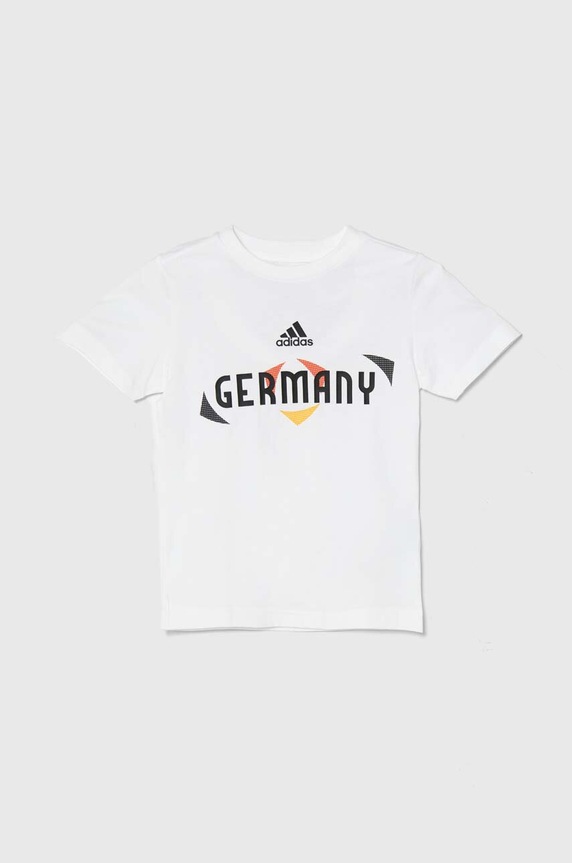 Otroška bombažna kratka majica adidas Performance x UEFA Euro 2024 Okrogel bela IT9314