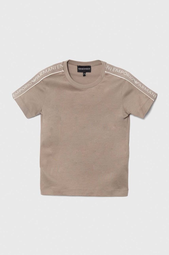 Emporio Armani t-shirt bawełniany aplikacja brązowy 3D4TD3.1JUVZ