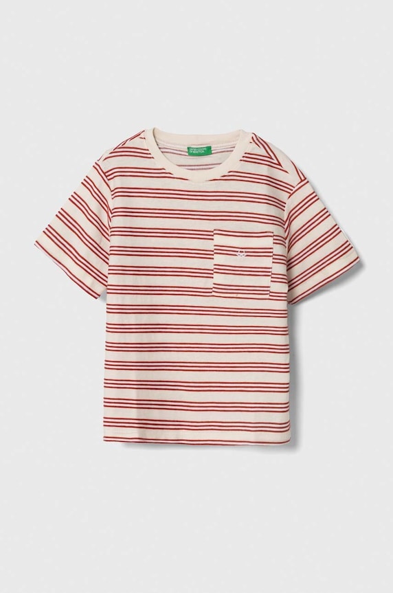 Dětské bavlněné tričko United Colors of Benetton kulatý béžová 33ZLG10DU.P.Seasonal