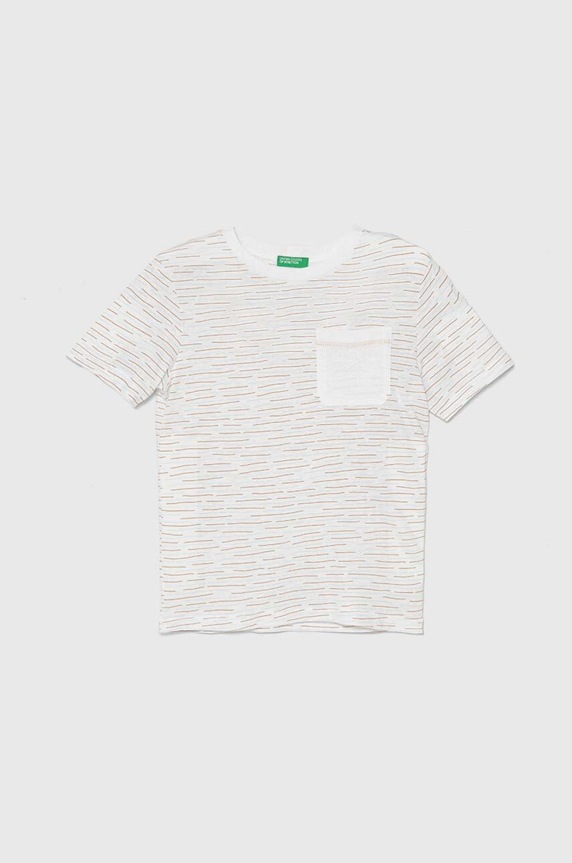 Dětské tričko s příměsí lnu United Colors of Benetton s příměsí lnu bílá 362PC10HL.G.Seasonal