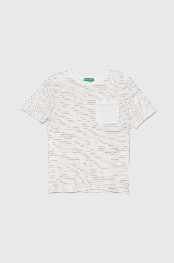 Dětské tričko s příměsí lnu United Colors of Benetton s příměsí lnu bílá 362PC10HL.G.Seasonal