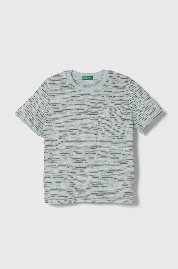 Tričko s prímesou ľanu United Colors of Benetton s prímesou ľanu tyrkysová 362PG10DB.P.Seasonal