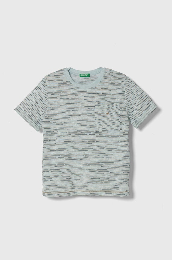 Tričko s prímesou ľanu United Colors of Benetton s prímesou ľanu tyrkysová 362PG10DB.P.Seasonal
