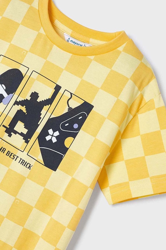 Παιδικό βαμβακερό μπλουζάκι Mayoral κίτρινο 3014.5G.Mini.PPYH