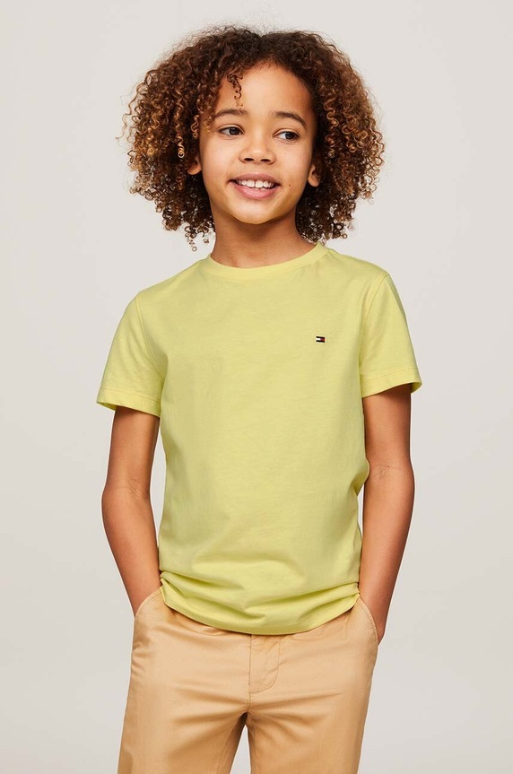 Dětské bavlněné tričko Tommy Hilfiger kulatý žlutá KB0KB06879.74.122.PPYH