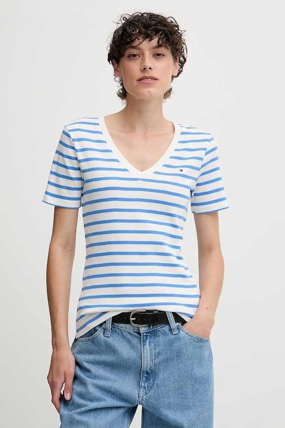 Tommy Hilfiger тениска дамска от памук изчистен бял WW0WW40584