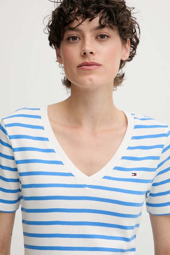 Ρούχα Tommy Hilfiger T-shirt γυναικείο βαμβακερό WW0WW40584 λευκό