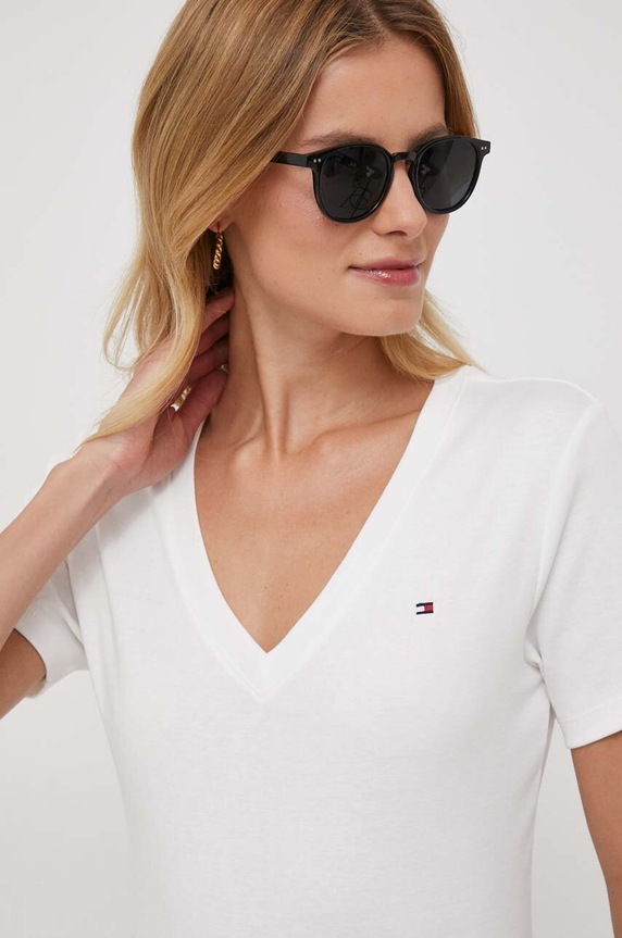 Tommy Hilfiger tričko dámske bavlnené WW0WW40584 biela AA00