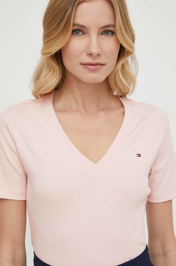 Ρούχα Tommy Hilfiger t-shirt γυναικείο βαμβακερό WW0WW40584 ροζ