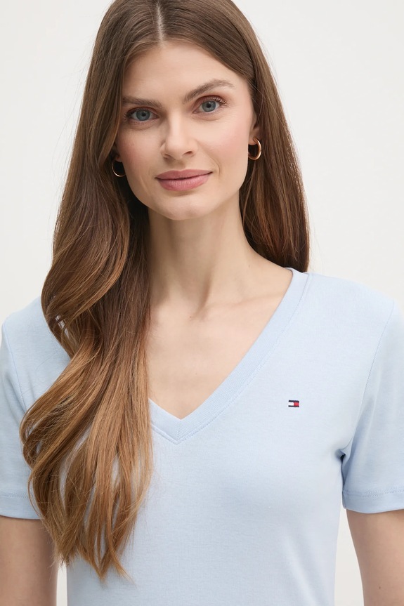 Pamučna majica Tommy Hilfiger plava WW0WW40584