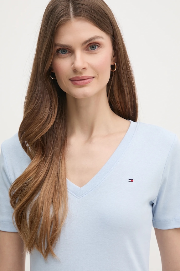 Pamučna majica Tommy Hilfiger plava WW0WW40584