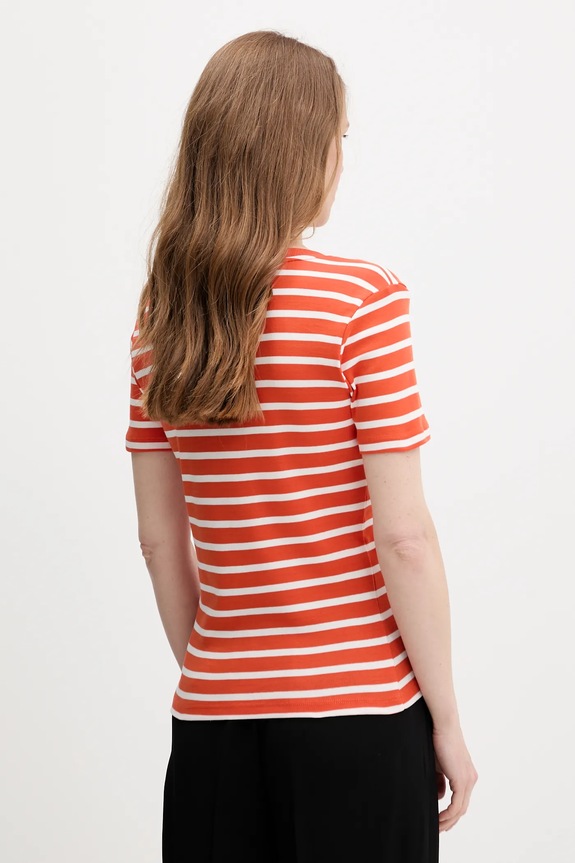 Ρούχα Tommy Hilfiger t-shirt Γυναικείο βαμβακερό WW0WW40584 πορτοκαλί
