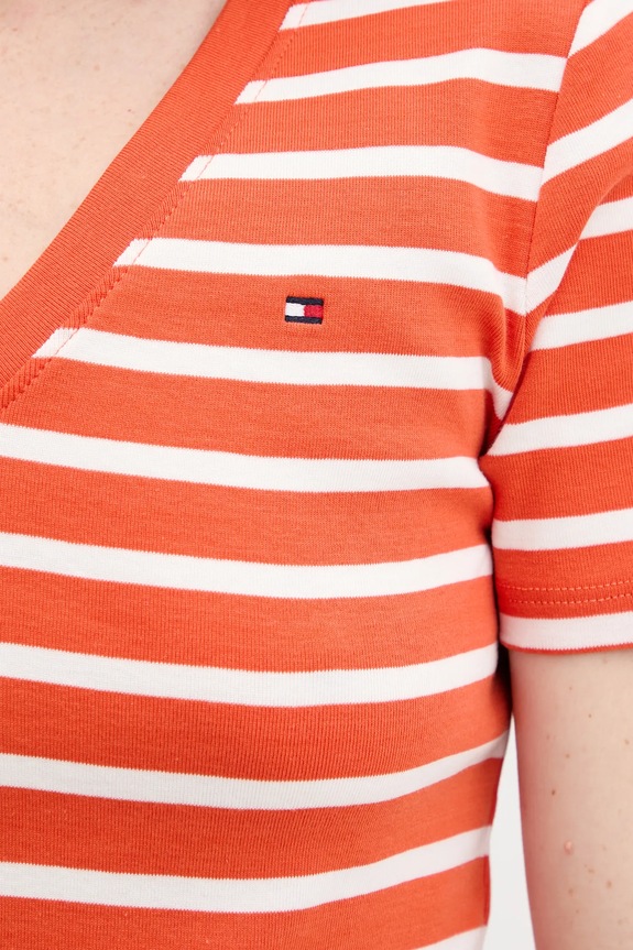 Tommy Hilfiger t-shirt Γυναικείο βαμβακερό WW0WW40584 πορτοκαλί