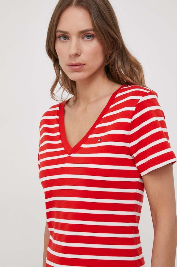 Tommy Hilfiger tričko dámské bavlněné červená WW0WW40584