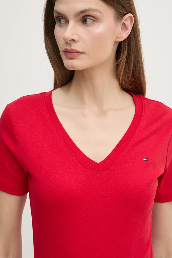 Tommy Hilfiger t-shirt γυναικείο βαμβακερό κόκκινο WW0WW40584