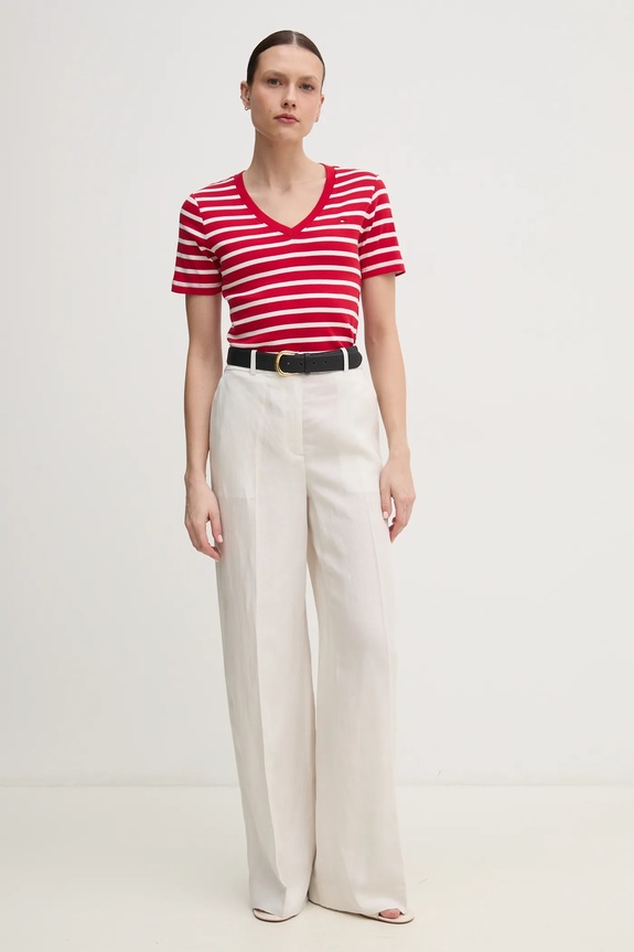 Tommy Hilfiger t-shirt γυναικείο βαμβακερό WW0WW40584 κόκκινο AA00