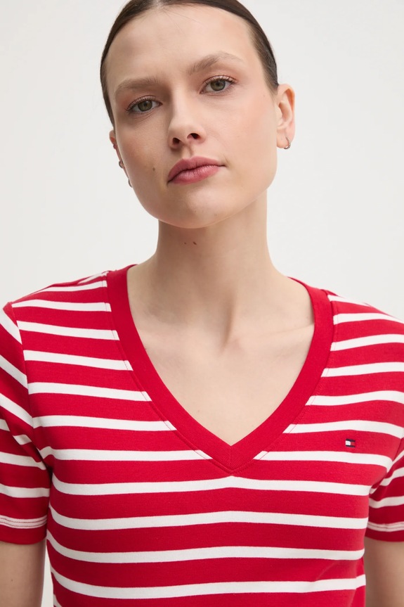 Tommy Hilfiger t-shirt γυναικείο βαμβακερό κόκκινο WW0WW40584