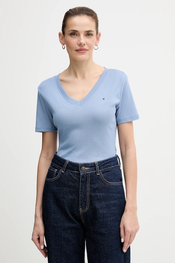 Tommy Hilfiger tričko dámské bavlněné modrá WW0WW40584