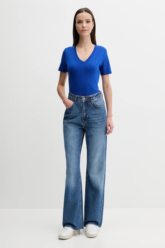 Βαμβακερό μπλουζάκι Tommy Hilfiger WW0WW40584 μπλε AA00