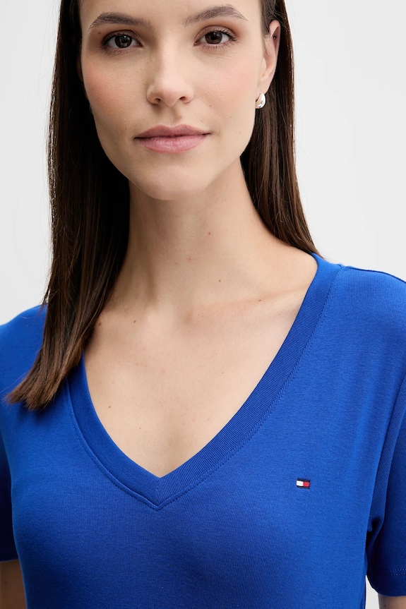 Βαμβακερό μπλουζάκι Tommy Hilfiger μπλε WW0WW40584