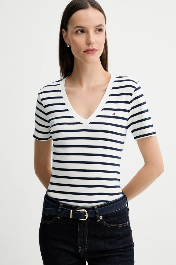 Pamučna majica Tommy Hilfiger mornarsko plava WW0WW40584