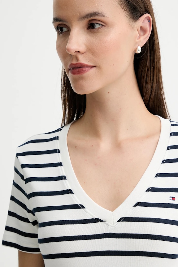 Pamučna majica Tommy Hilfiger WW0WW40584 mornarsko plava