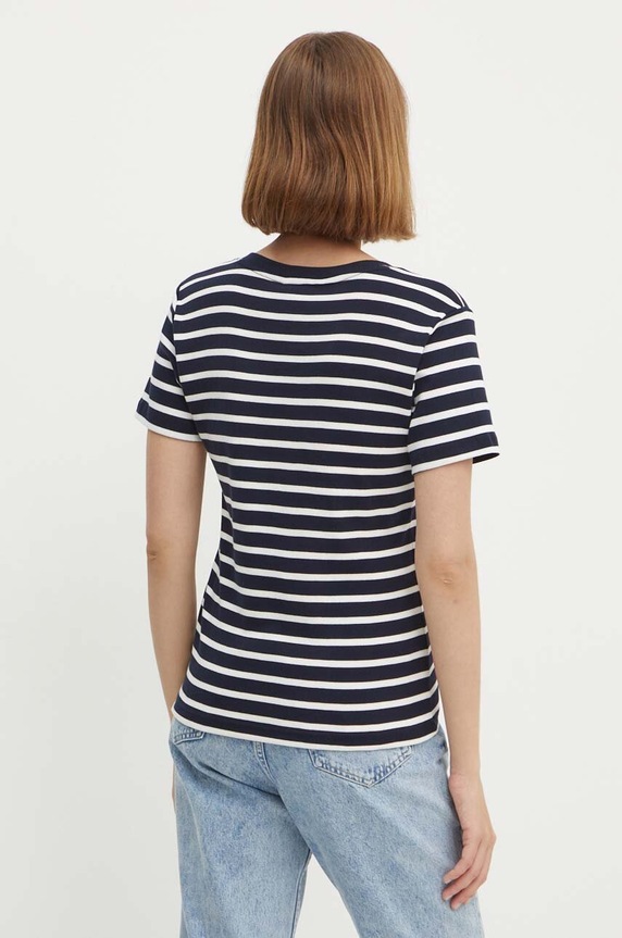 Ρούχα Tommy Hilfiger t-shirt γυναικείο βαμβακερό WW0WW40584 σκούρο μπλε