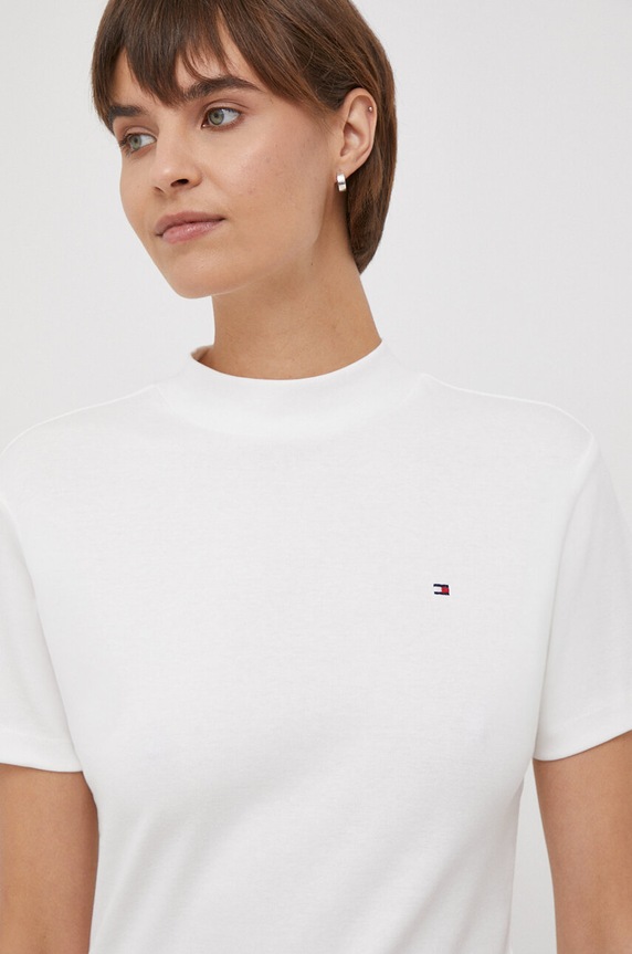 Bavlněné tričko Tommy Hilfiger bílá WW0WW40586