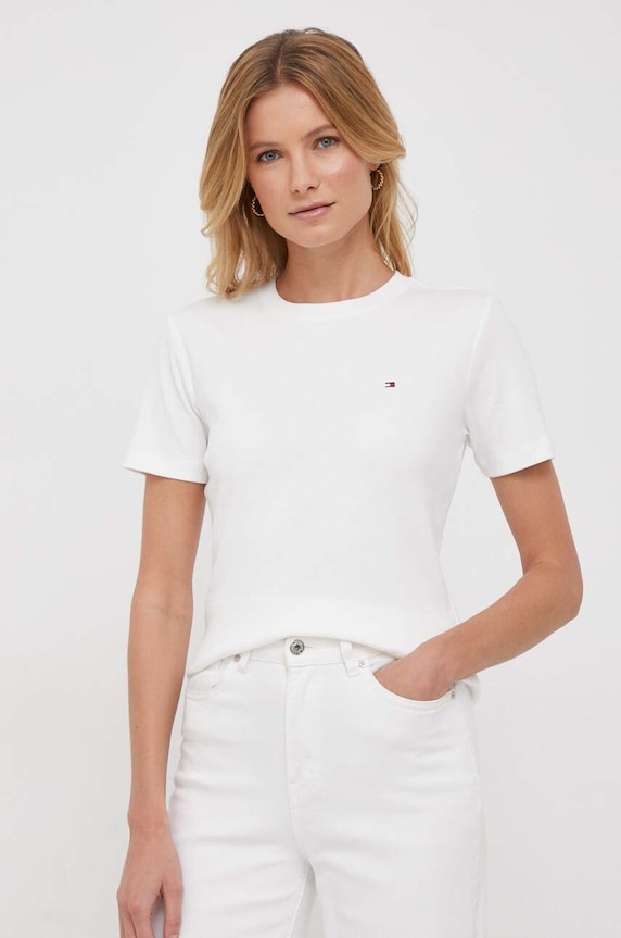Tommy Hilfiger T-shirt damski bawełniany biały WW0WW40587