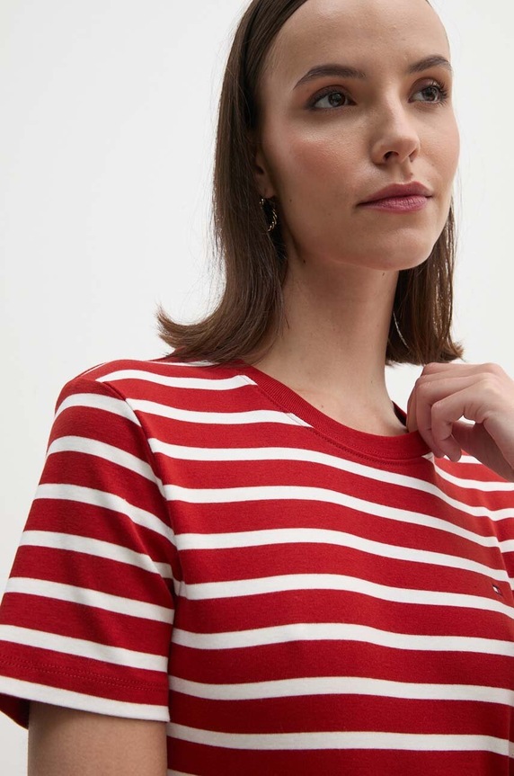 Tommy Hilfiger T-shirt damski bawełniany czerwony WW0WW40587