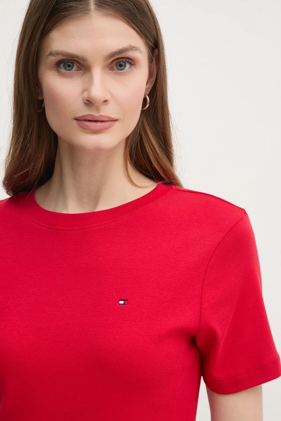 Tommy Hilfiger tričko dámske bavlnené červená WW0WW40587