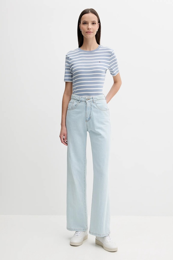 Tommy Hilfiger tricou de damă din bumbac WW0WW40587 albastru SS26