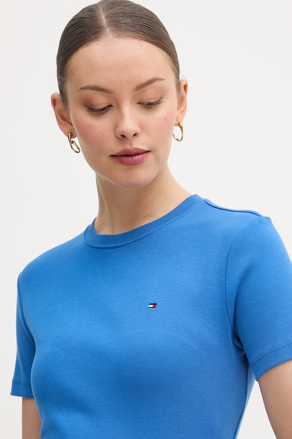 Tommy Hilfiger tricou de damă din bumbac albastru WW0WW40587