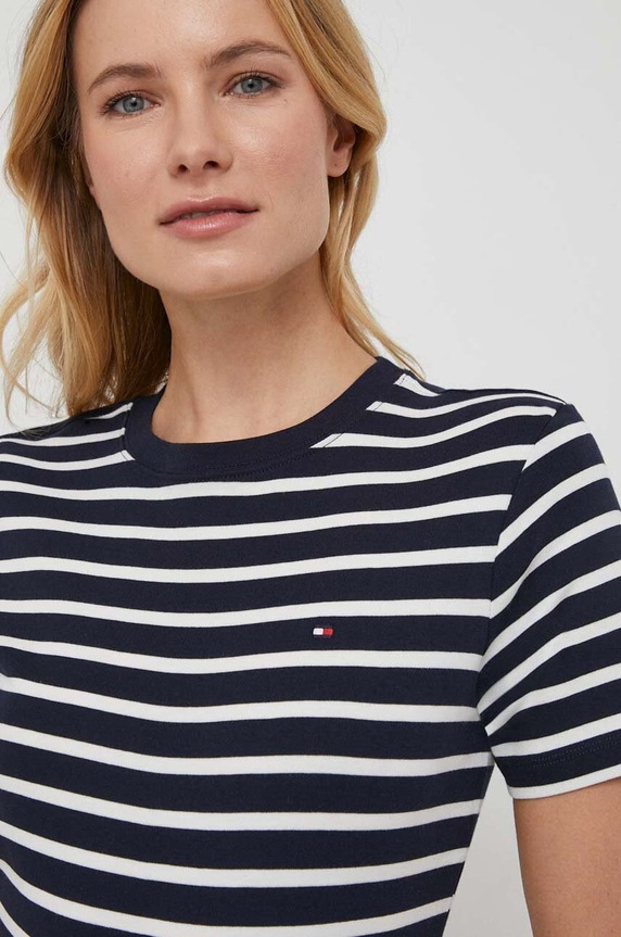 Tommy Hilfiger tricou de damă din bumbac uni bleumarin WW0WW40587