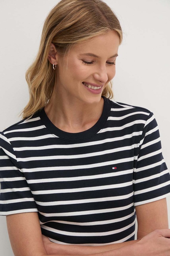 Oblečenie Tommy Hilfiger tričko dámske bavlnené WW0WW40587 tmavomodrá