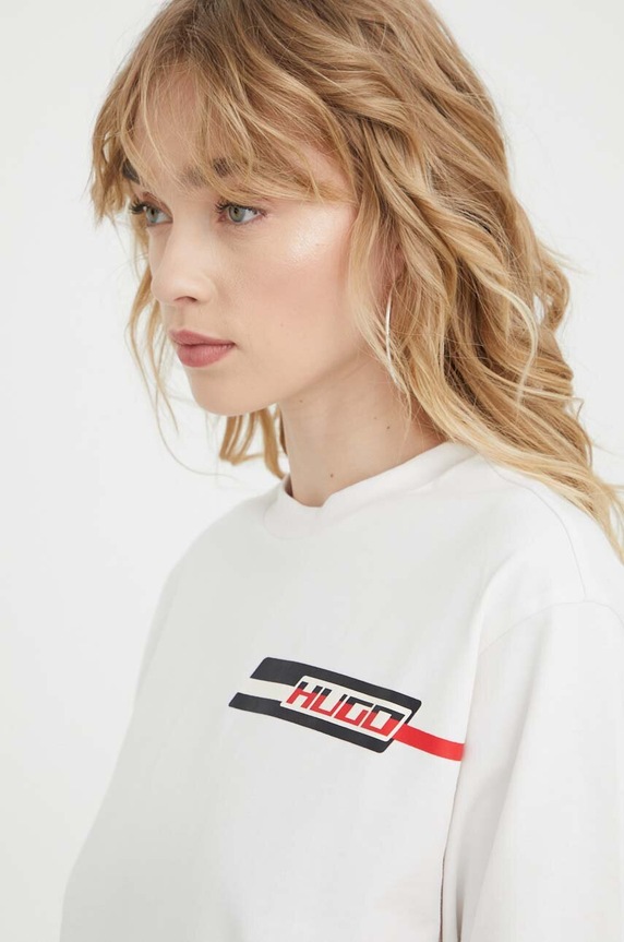 HUGO t-shirt bawełniany beżowy 50505022