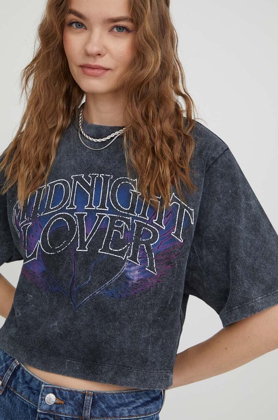 HUGO t-shirt bawełniany nadruk szary 50505022