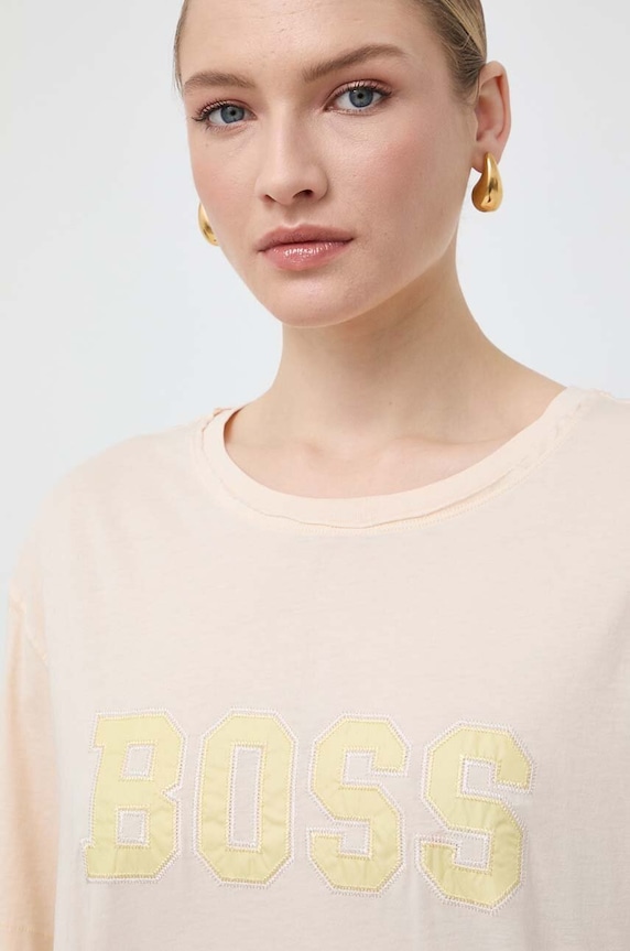 Bavlnené tričko Boss Orange béžová 50506970
