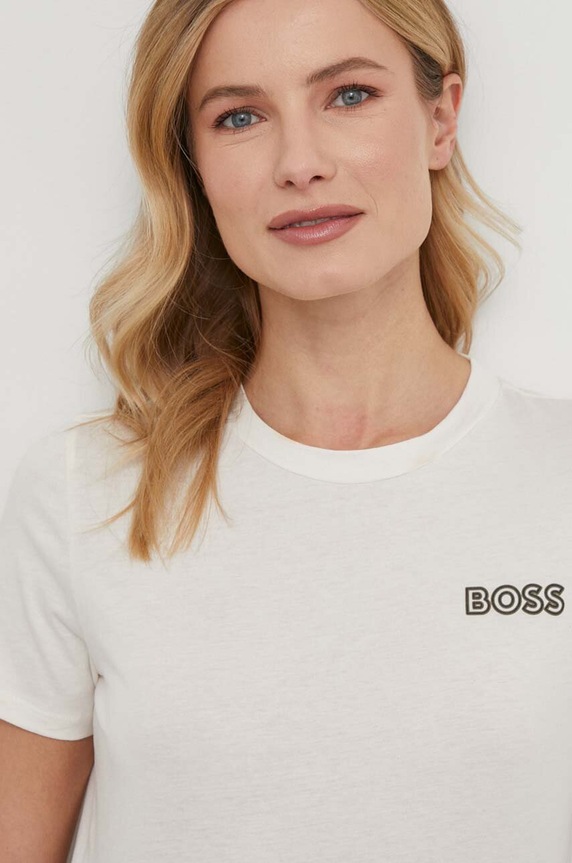 BOSS t-shirt bawełniany 50517925 beżowy SS24