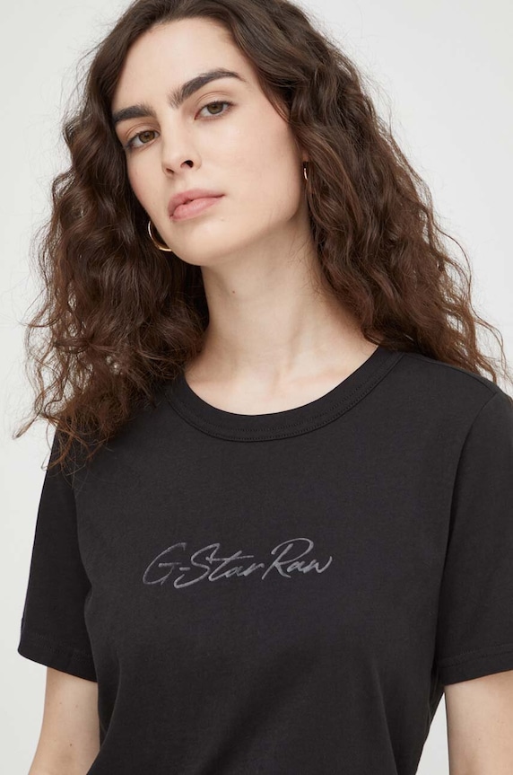 G-Star t-shirt bawełniany nadruk czarny D24216.4107