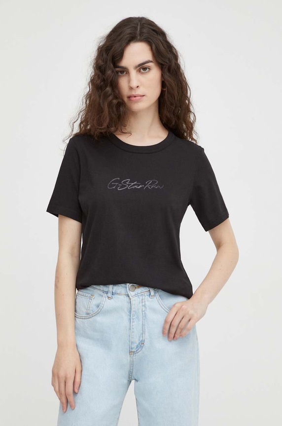 G-Star t-shirt bawełniany czarny D24216.4107