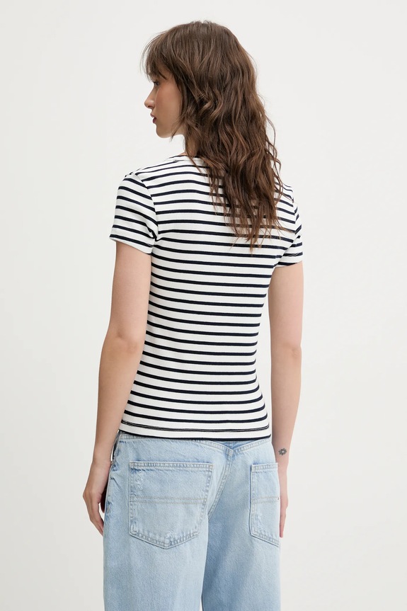 Tommy Jeans tricou de femei din bumbac cu elastan DW0DW17385 alb AA00
