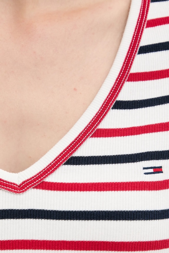 Tommy Jeans tricou de femei din bumbac cu elastan alb DW0DW17385