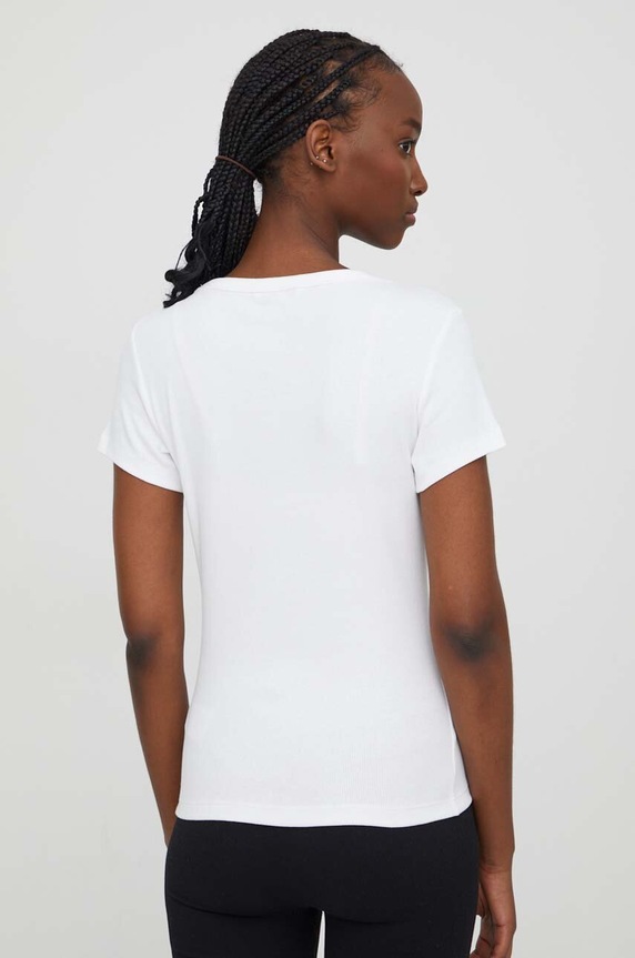 Tommy Jeans tricou de femei din bumbac cu elastan DW0DW17385 alb AA00