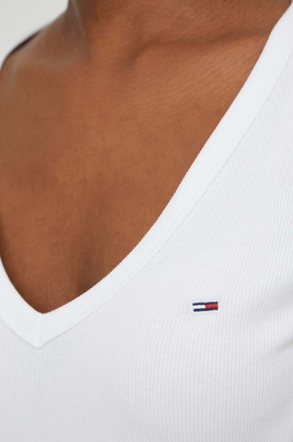 Tommy Jeans tricou de femei din bumbac cu elastan alb DW0DW17385