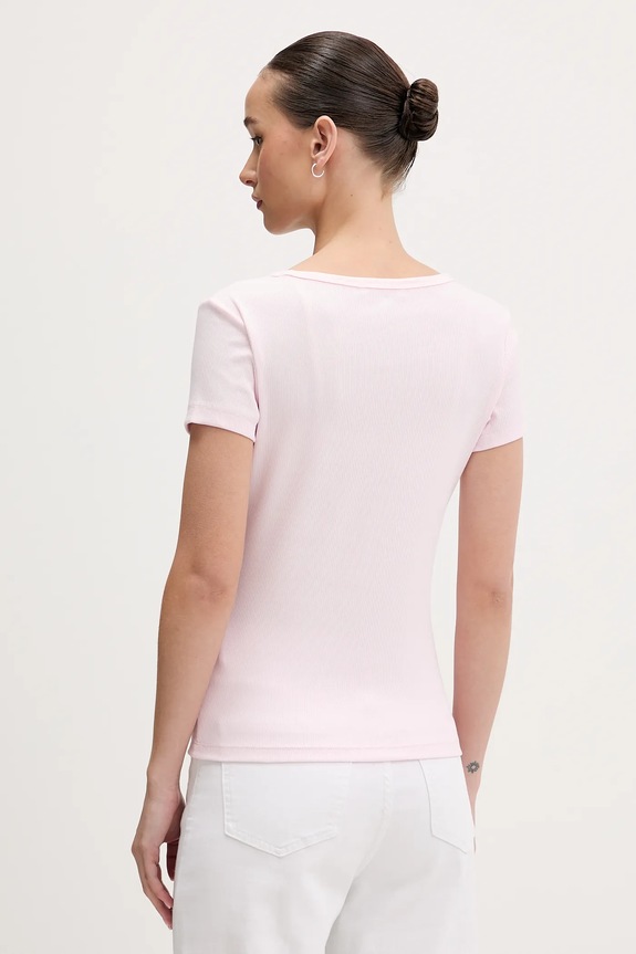 Îmbrăcăminte Tommy Jeans tricou de damă din bumbac cu elastan DW0DW17385 roz