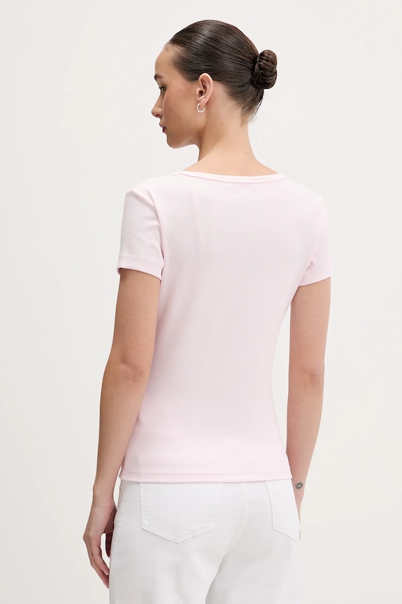 Îmbrăcăminte Tommy Jeans tricou de damă din bumbac cu elastan DW0DW17385 roz