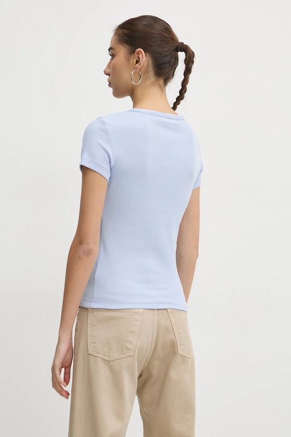 Ruházat Tommy Jeans T-shirt női pamut elasztánnal DW0DW17385 kék