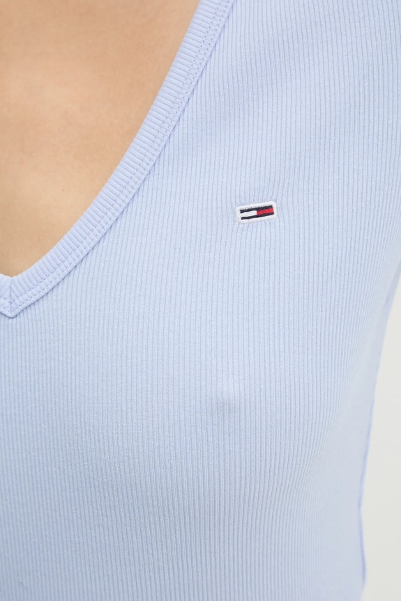 Tommy Jeans T-shirt női pamut elasztánnal DW0DW17385 kék