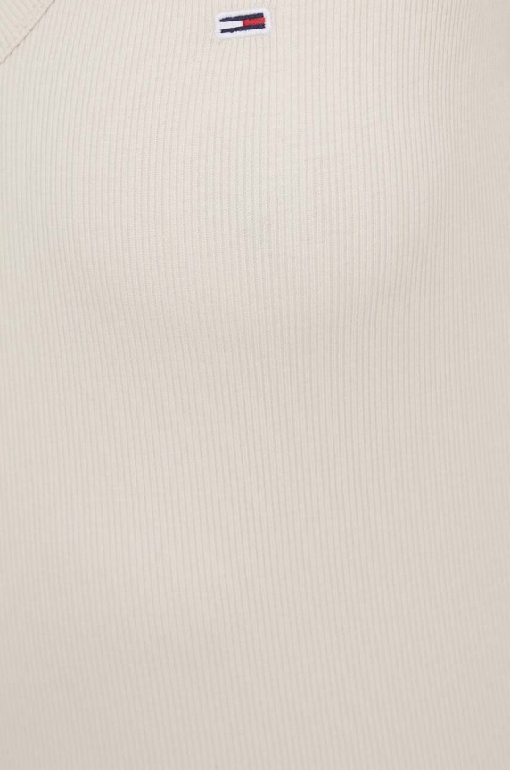 Tommy Jeans tricou de damă din bumbac cu elastan bej DW0DW17385